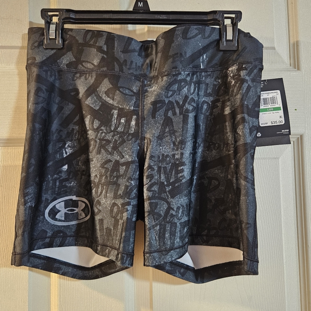 Under Armour Alter Ego HearGear Middy Compression 5” Shorts: BLACK/GRAY: NWT: L